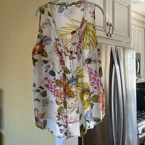 Women’s sleeveless sheer multi colored polyester XL longer top